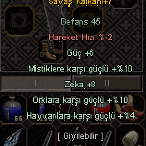  5 EFSUN KALKAN +7  --  10 MİSTİK - 10 ORK - 8 ZEKA - 6 GÜÇ